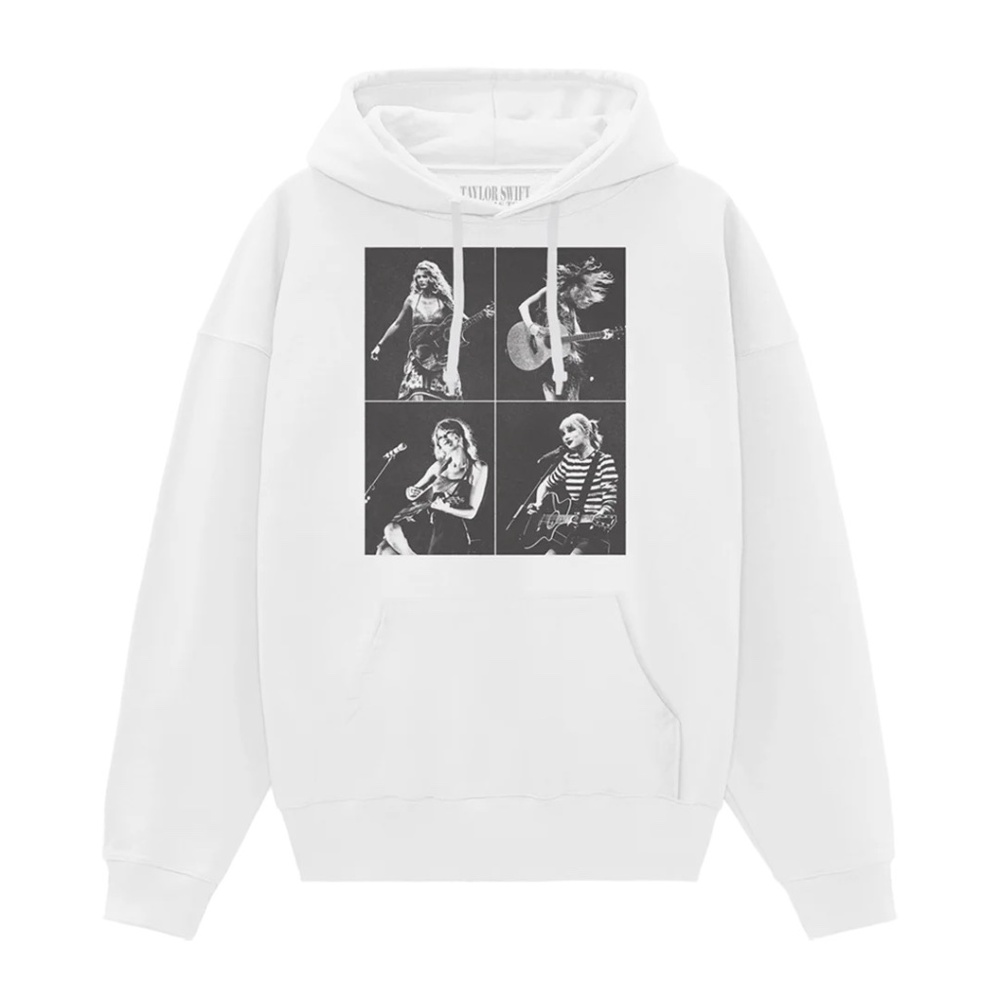 TAYLOR SWIFT THE ERAS TOUR COLLAGE WHITE HOODIE SWEATSHIRT XL